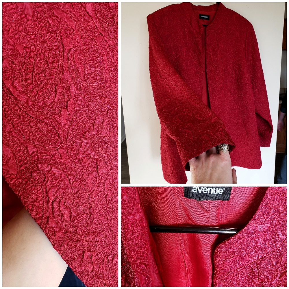 Nwot Ruby Glittered Texture Rouge Blazer - image 1